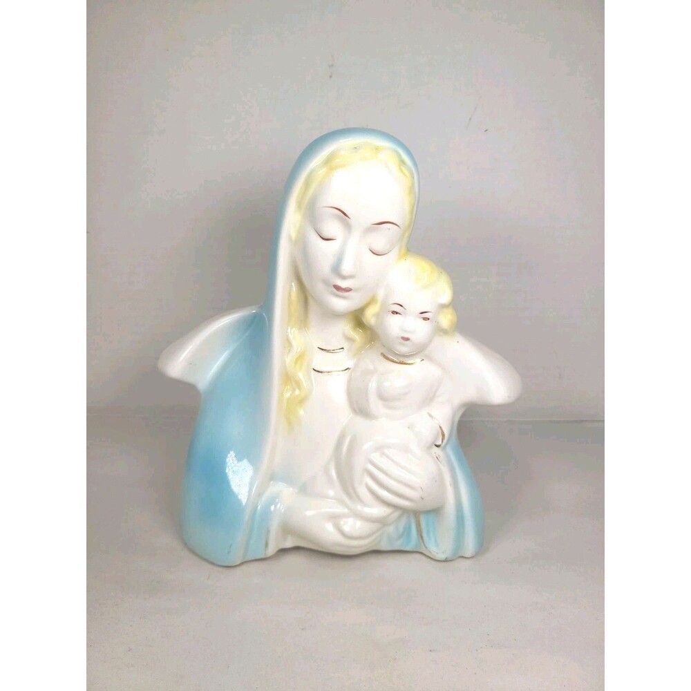 Vintage Mary and Jesus Ceramic Planter Madonna And Child Christmas Decor